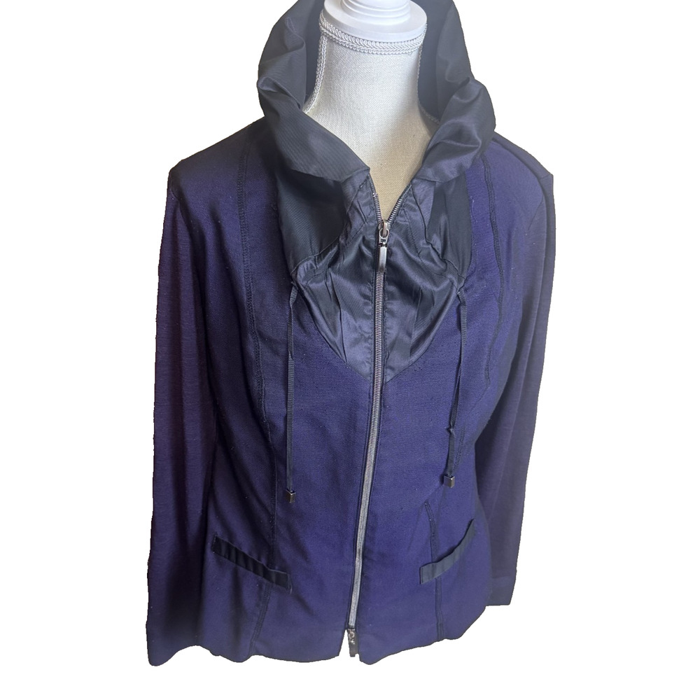 Siste’s More Jacket Italy Purple Black Zip Euro Chic wool blend nylon hood